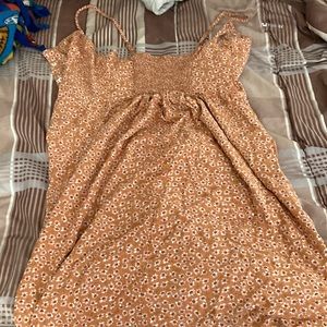 Orange floral mini dress